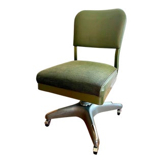 Vintage All-Steel Tanker Office Chair, Avocado Green For Sale