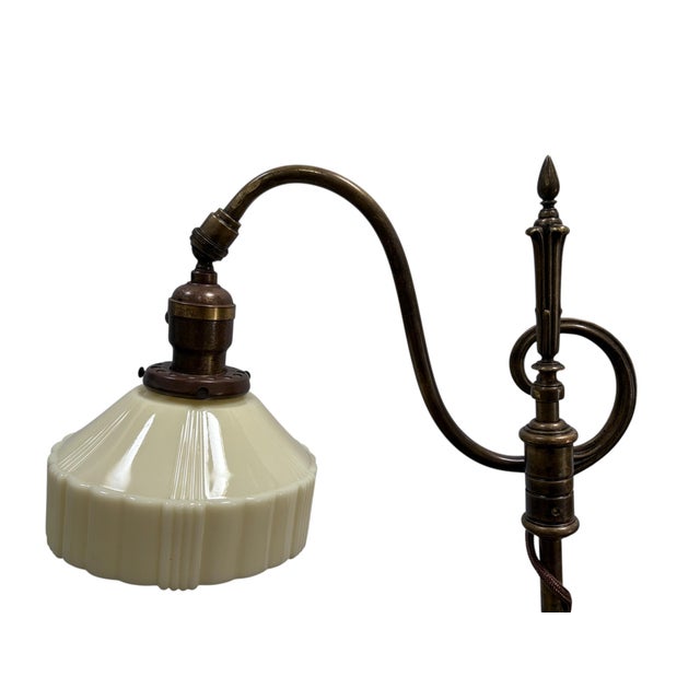 Glass 1910s Floor Lamp With Adjustable Height and Glass Shade #2603 For Sale - Image 7 of 9