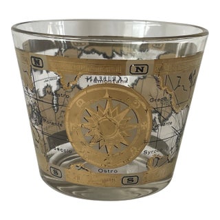 1960's Cera Barware "Old World Maps" Ice Bucket Bowl For Sale
