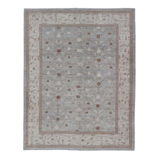 Large All-Over Design Khotan Rug in Grey Blue, Light Brown, Ivory & Taupe For Sale