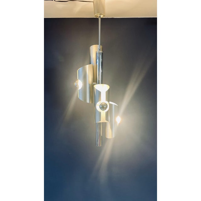 Silver Lamp with 4 Top Bulbs For Sale - Image 5 of 15