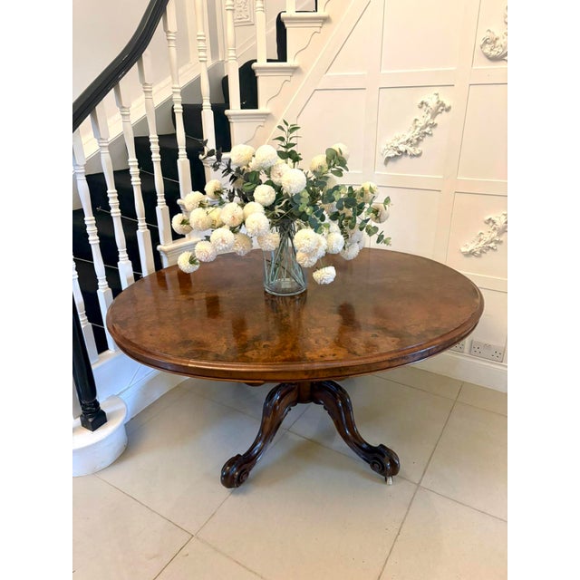 Antique Victorian Burr Walnut Dining Table, 1860 For Sale - Image 6 of 14