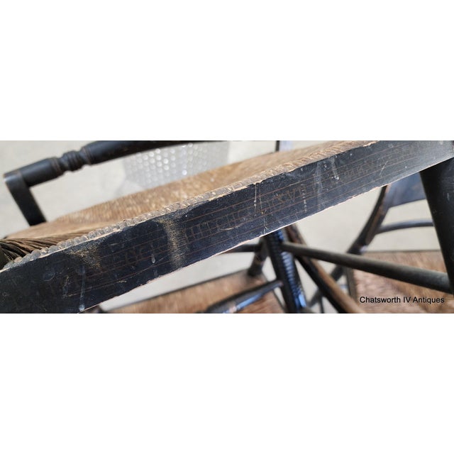 Set of 5 Antique 19th Century Black Stenciled L Hitchcock Country Dining Chairs For Sale - Image 11 of 17