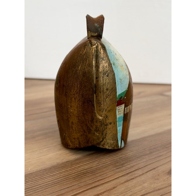 Vintage Hand-Painted Brass or Metal Cowbell Souvenir For Sale In New York - Image 6 of 10