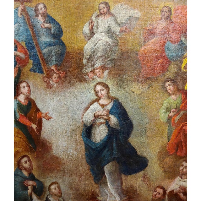 17th Century Italian Old Master-Madonna Surrounded by Saints -Oil Painting For Sale - Image 4 of 12