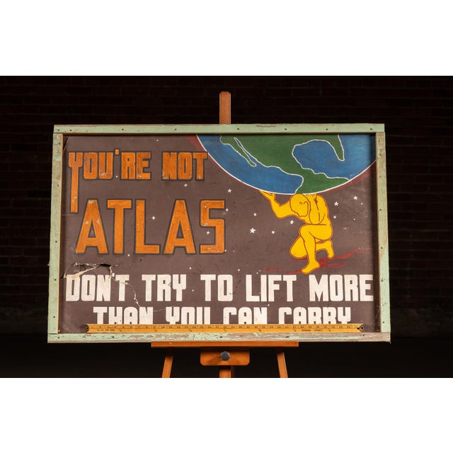Brown Vintage Hand-Painted Workplace Sign by NSC For Sale - Image 8 of 8