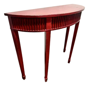 Vintage Perfectly Distressed Red Habersham Demilune Console Table