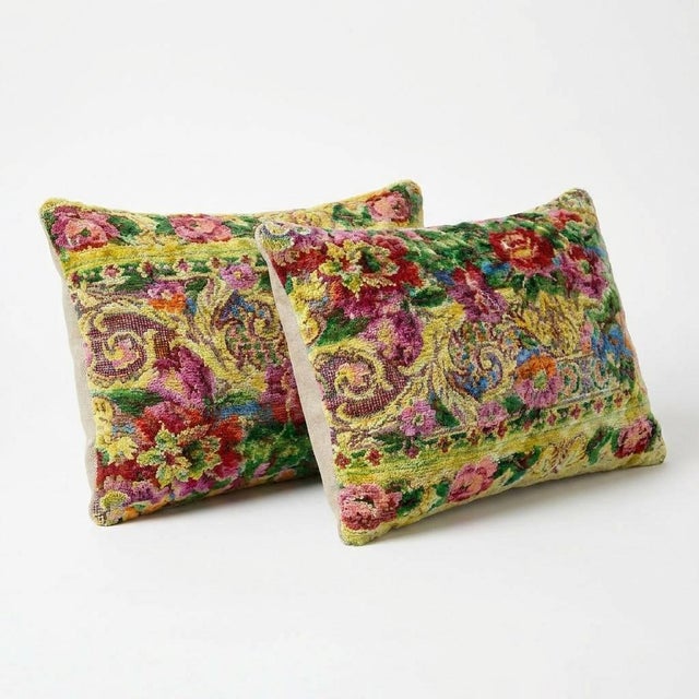 Mid-Century Modern Bohemian Velvet Lumbar Pillow Cover 16'' X 24'' - Set of Two For Sale - Image 3 of 4