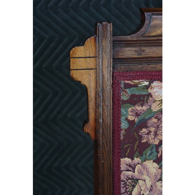 Antique Victorian Eastlake Walnut Burl Carved Parlor Chair Tapestry Fabric For Sale - Image 9 of 18