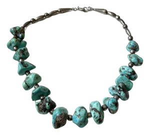 Vintage Native American Style Silver & Turquoise Necklace Arizona