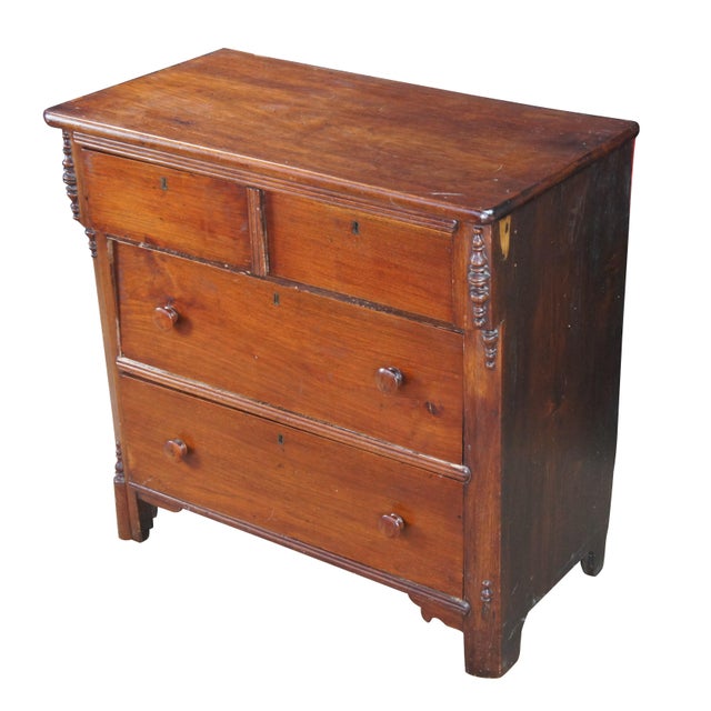 Antique 19th Century American Victorian chest of drawers, dresser or Washtand. Features a rectangular for made from walnut...
