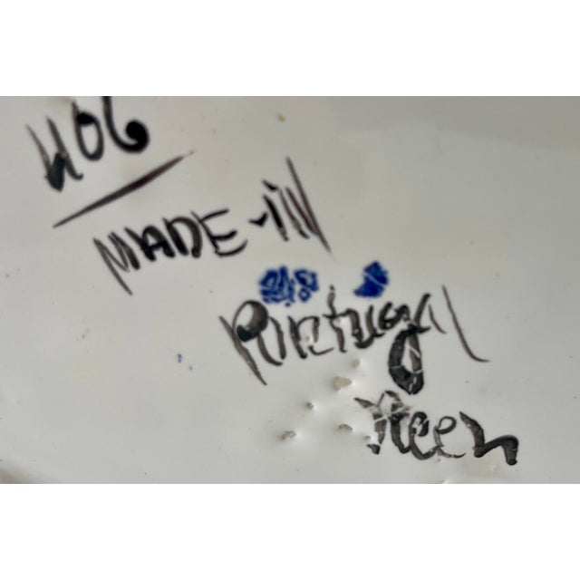 Blue Large Vintage European Blue & White Pierced Centerpiece Basket For Sale - Image 8 of 9