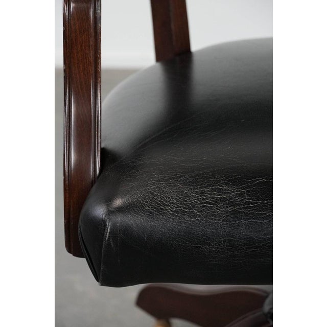 Chesterfield Office Chair in Cowhide Leather on Wheels For Sale - Image 14 of 18