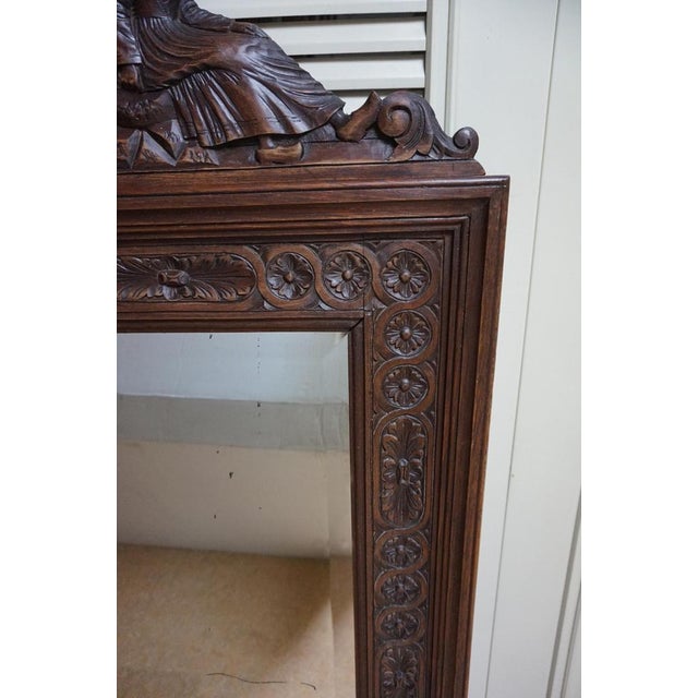 Breton Wall Mirror in Carved Oak, France, 1900s For Sale - Image 4 of 15