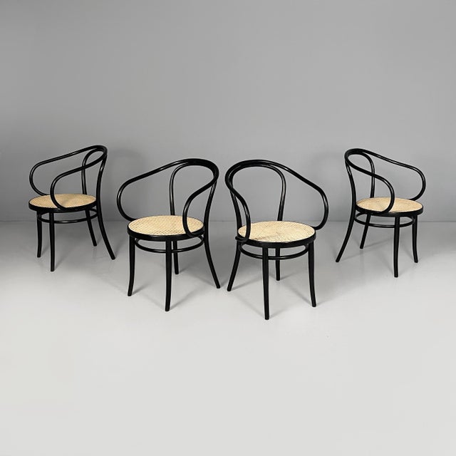 Austrian Modern Straw and Black Wood Chairs 209 by Michael Thonet for Radomsko, 1970s, Set of 4 For Sale - Image 15 of 15