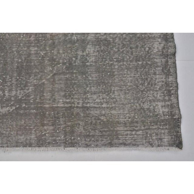 Textile Vintage Distressed Overdyed Turkish Rug in Muted Charcoal Grey For Sale - Image 7 of 10
