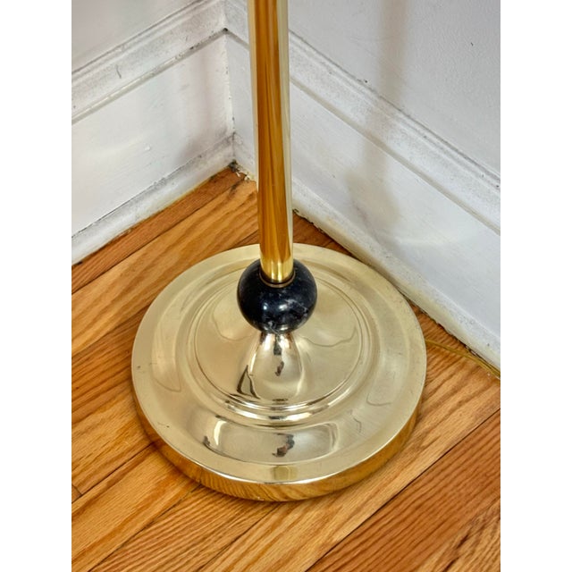 Black 1970s Brass Floor Lamp With Marble Orbs and Black Shade For Sale - Image 8 of 11