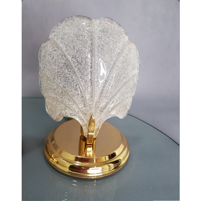 Hollywood Regency Murano Glass Palm Leaf Lamps by Barovier, Set of 2 For Sale - Image 3 of 11