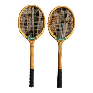 Vintage Pair of Wooden Whirlwind Tennis Rackets- Set of 2 For Sale