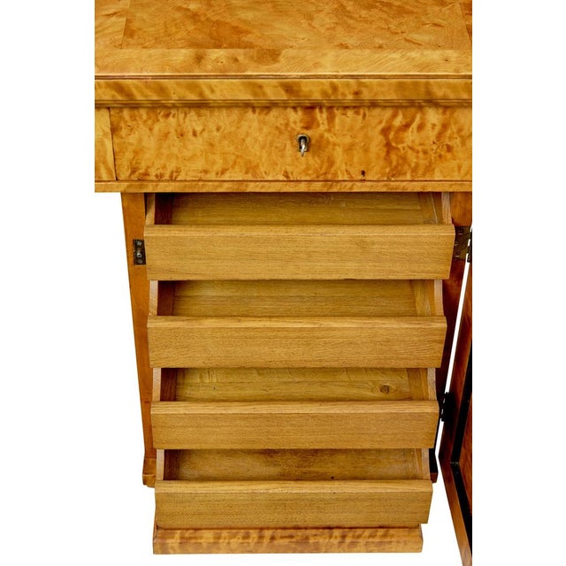 Art Deco Scandinavian Pedestal Desk in Birch, 1930 For Sale - Image 12 of 13