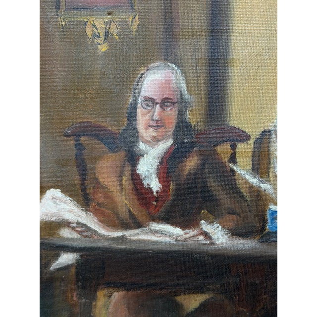 Historic Oil Painting After Jean Leon Gerome Ferris – Benjamin Franklin, John Adams & Thomas Jefferson Drafting the Declaration of Independence For Sale - Image 13 of 18