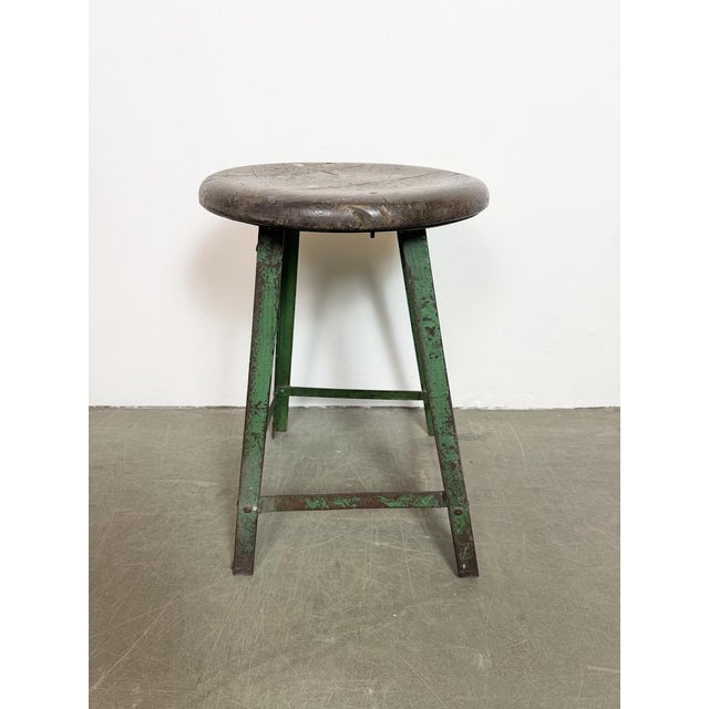 Industrial Green Workshop Stool, 1960s For Sale - Image 12 of 16