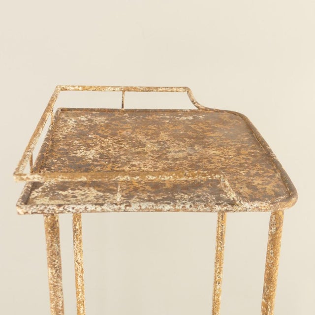 Brown Shabby Chic Wrought Iron Plant Stand and Shelf, France, 1910s For Sale - Image 8 of 10
