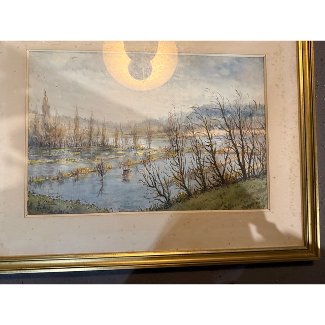 F Cavel, Marsh Landscape, Lithograph, Framed For Sale - Image 7 of 10