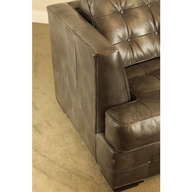 Ethan Allen Grey Tufted Leather Sofa Chairish