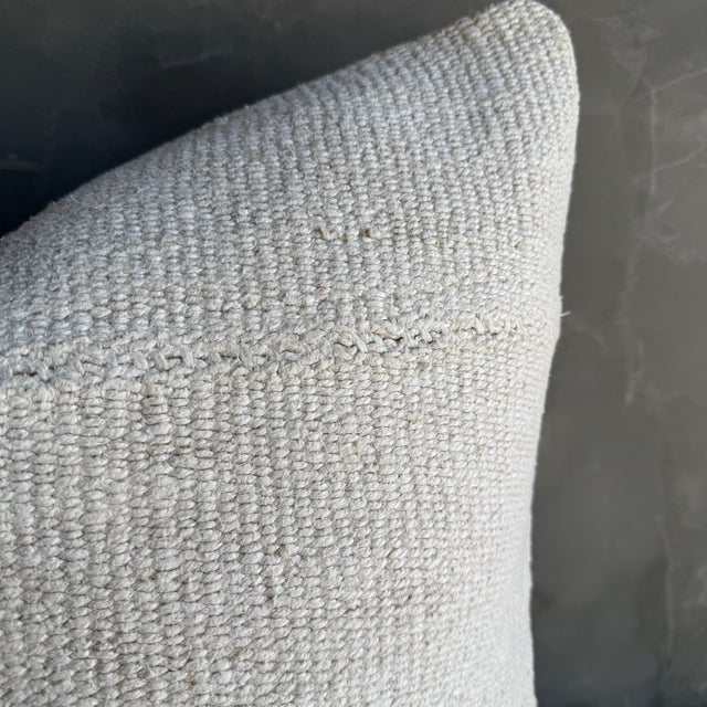 Textile Vintage Turkish Hemp Rug Pillow 24" X 24" With Down Insert For Sale - Image 7 of 7