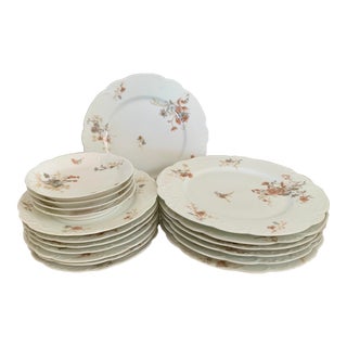 Haviland Limoges Hand Decorated Antique Dinner Ware - Set of 18 For Sale