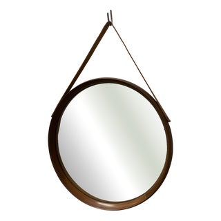 Round Teak Mirror, 1980s For Sale
