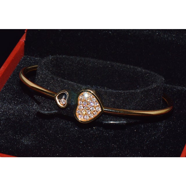Late 20th Century Authentic Chopard Happy Hearts 0.45ct Diamond Open Bangle Bracelet in 18k Rose Gold For Sale - Image 16 of 18