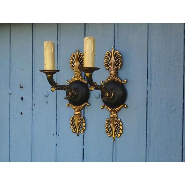 French Serpent Wall Sconces in Ornate Bronze and Gold, 1920s, Set of 2 For Sale - Image 14 of 18