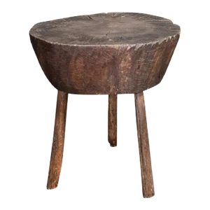 ​19th Century French Provincial Rustic Elm Chopping Block Table