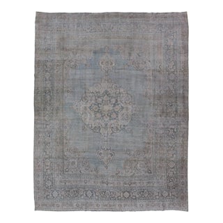 Antique Persian Khorassan Rug With Soft Blue and Taupe Allover Medallion 9'7 X 13 For Sale