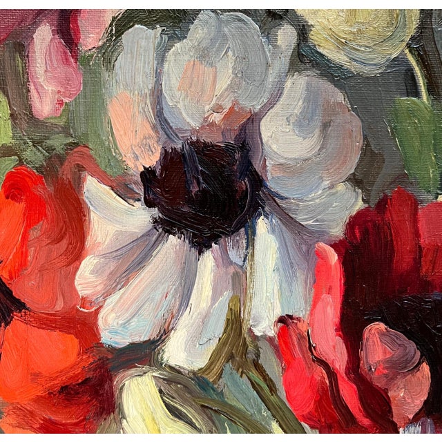Louis Henri Salzmann, Flowers in a Black Pitcher, Oil on Canvas, 1935 For Sale - Image 4 of 11