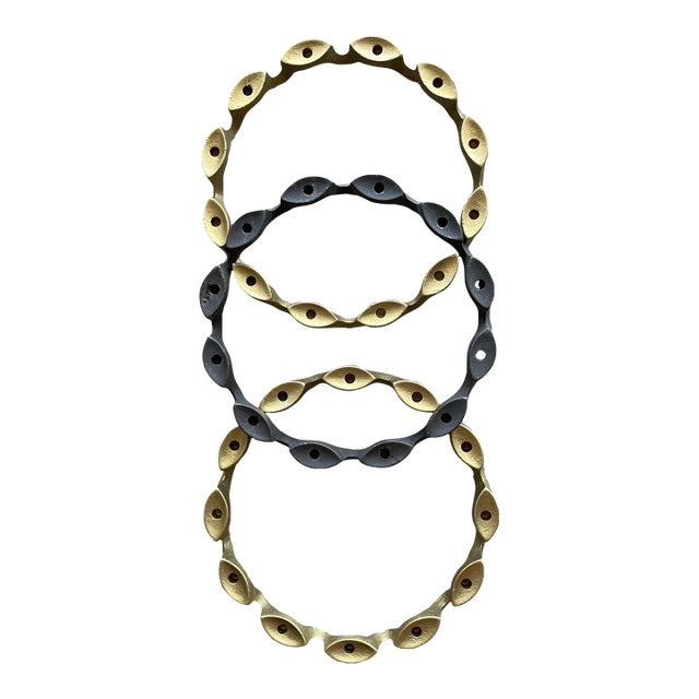 1970s Jens Quistgaard for Dansk Cast Iron Fireplace Brutalist Candelabras- Set of 3 For Sale