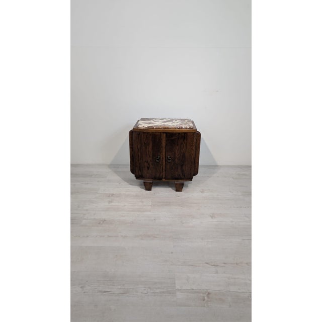 Art Nouveau Oak Cabinet with Marble, 1920s For Sale - Image 11 of 13