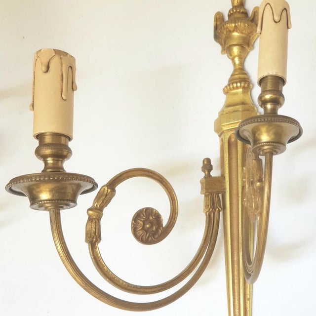 Louis XVI Style Bronze Wall Sconces, France, 1960s, Set of 2 For Sale - Image 9 of 13