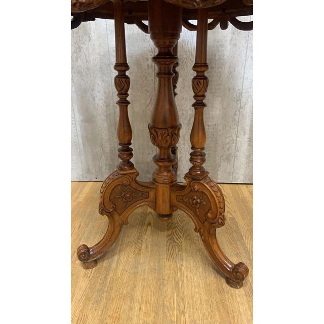 Victorian Antique Carved Ornate Accent Side Table For Sale - Image 3 of 7
