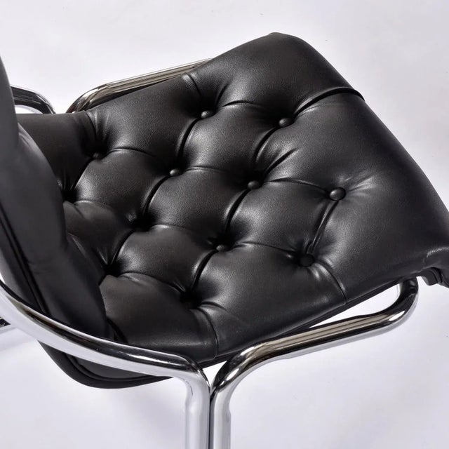 1970s Post Modern Black and Chrome Dining Set With Daystrom Scoop Chairs For Sale - Image 10 of 12