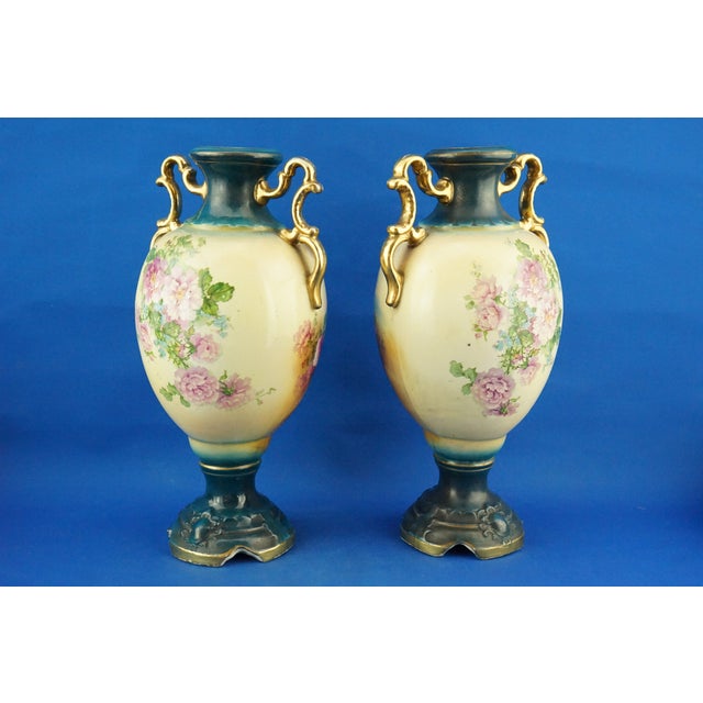 Antique English Ceramic Vases by Barbe for Royal Worcester, 1800s, Set of 2 For Sale - Image 4 of 18