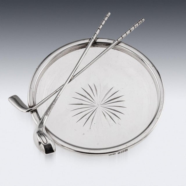 Antique English Silver and Cut Glass Golf Theme Ashtray, 1911 For Sale - Image 10 of 12