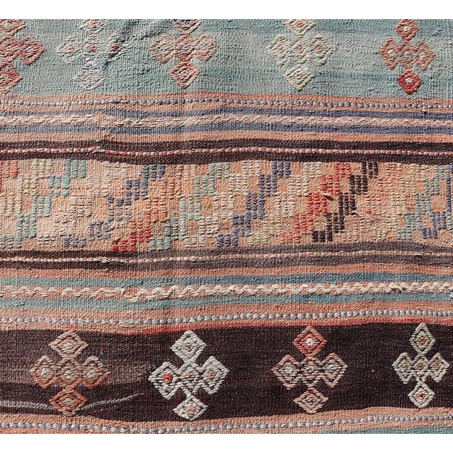 Vintage Turkish Kilim Runner in Geometric Design & Colorful Stripes 2'10 X 11'3 For Sale - Image 11 of 11