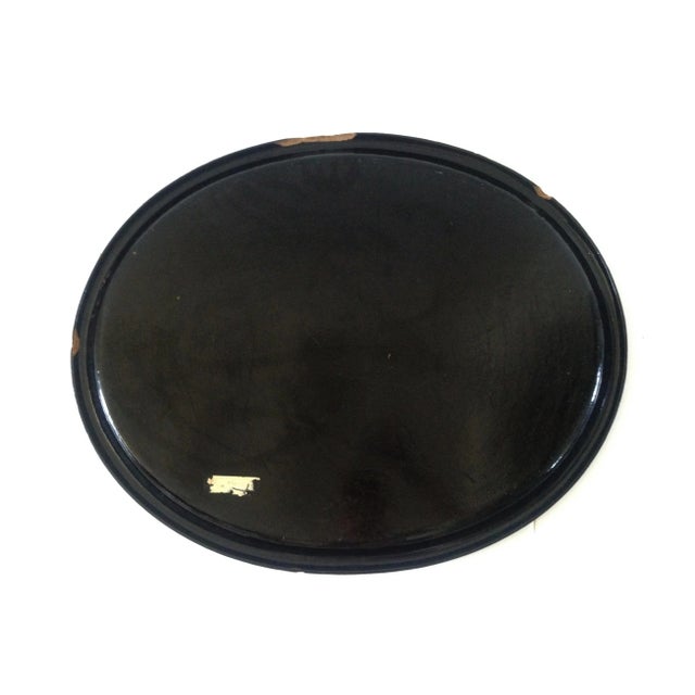 Black Mid 19th Century Antique Black Mother of Pearl Inlay Papier Mache Tray For Sale - Image 8 of 11