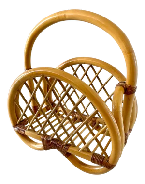 Vintage Bamboo & Rattan Magazine Rack