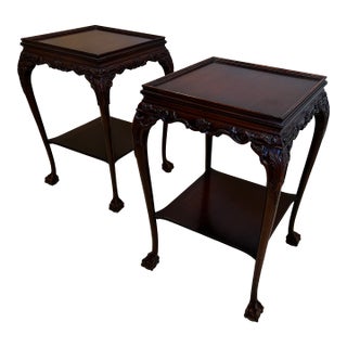 1940s Victorian Style Ball in Claw Side Tables For Sale