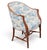 English Blue & Cream Toile Faux Bamboo Walnut Bergère Chair, Georgian Style, Mid-20th Century For Sale - Image 3 of 8