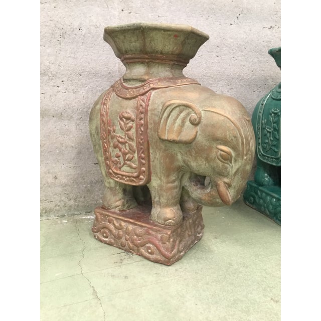 1940s 1940s Vintage Brown Terra Cotta Elephant Garden Planters - Set of 3 For Sale - Image 5 of 11